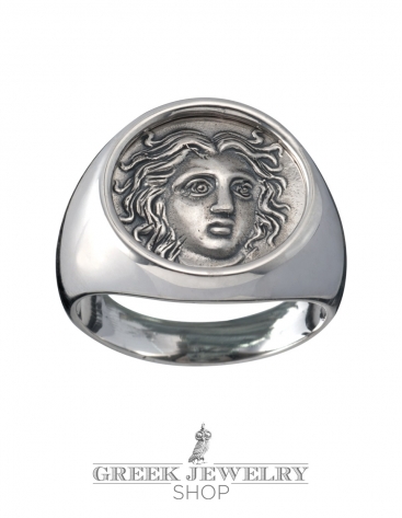 City of Rhodes jewelry - Helios ancient sun god Men's signet ring (large)