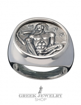 Large Mens Chevalier coin. Bacchus/Dionysus Nude Phallic satyr ring 