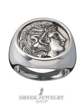 Goddess Athena coin ring in Silver