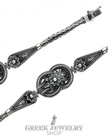 1263 Hercules-knot/Gordian knot hand-braided sterling silver greek bracelet