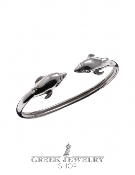 1202 Sterling Silver Greek Dolphins Bracelet