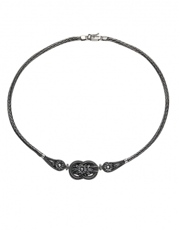 1262 Hercules-knot/Gordian knot hand-braided Greek silver necklace