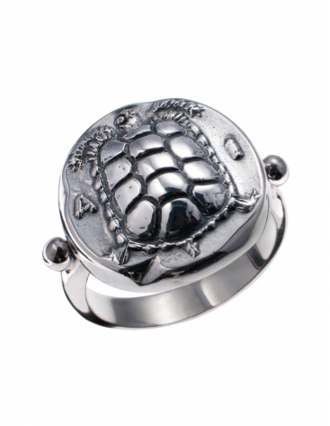 1087 Aegina Land Tortoise Silver Band Ring