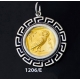 1206/E Large Owl Of Wisdom Coin Pendant with Greek Key Pattern