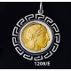 1208/E Large Goddess Athena Coin Pendant with Greek Key Pattern ( Gold Plated)