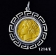 1214/E Large Syracuse Arethousa/Artemis/Persephone Coin Pendant with Greek Key Pattern ( Gold Plated)