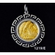 1219/E Large Phillip II Macedon Depicting Zeus Coin Pendant with Greek Key Pattern ( Gold Plated)