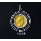 1222/E Medium Goddess Athena Coin Pendant with Greek Key Pattern (Gold Plated)