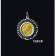 1232/E Smalll Owl Of Wisdom Coin Pendant with Greek Key Pattern (Gold Plated)
