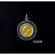 1233/E Small Goddess Athena Coin Pendant with Greek Key Pattern (Gold Plated)