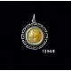 1234/E Small Helmetted Athena Coin Pendant with Greek Key Pattern (Gold Plated)