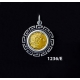 1236/E Small Alexander The Great (Lysimachos) Coin Pendant with Greek Key Pattern (Gold Plated)