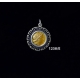 1238/E Small Chalkidian League God Apollo Coin Pendant with Greek Key Pattern (Gold Plated)