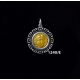 1240/E Small Rhodes Island- Helios Ancient Sun God Coin Pendant with Greek Key Pattern (Gold Plated)