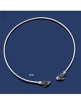 67/A Ram Solid Silver Torc Collar Necklace (S)