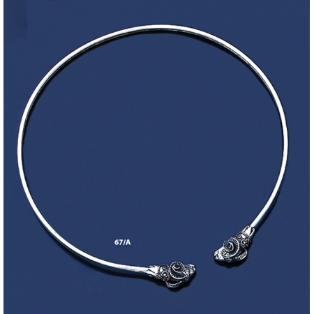 67/A Ram Solid Silver Torc Collar Necklace (S)