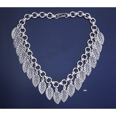 700 Grecian Solid Sterling Silver Leaf Necklace