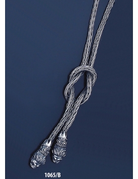 1065/B Hand Braided Silver Necklace with Lions