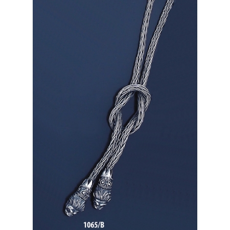 1065/B Hand Braided Silver Necklace with Lions