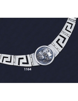 1164 Greek Key/Meander Necklace With Helmetted Goddess Athena Coin (L)