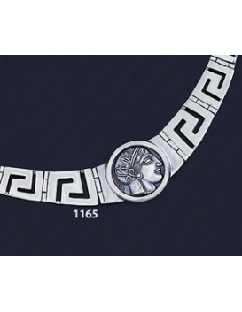 1165 Greek Key/Meander  Necklace with Athena  Coin (L)