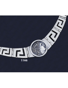 1166 Greek Key/Meander Necklace with  Alexander the Great (Lysimachos) Coin ( L)