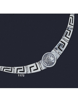 1172 Greek Key Meander Necklace With Alexander the Great (Lysimachos) Coin (M)