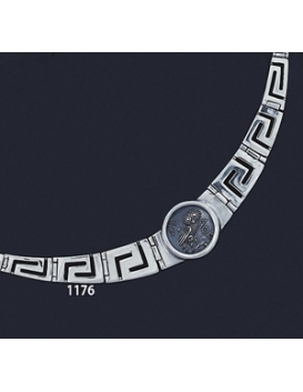 1176 Greek Key/Meander Necklace With Owl Of Wisdom Coin (M)