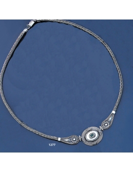 1277 Hellenistic hand-braided necklace with Emerald