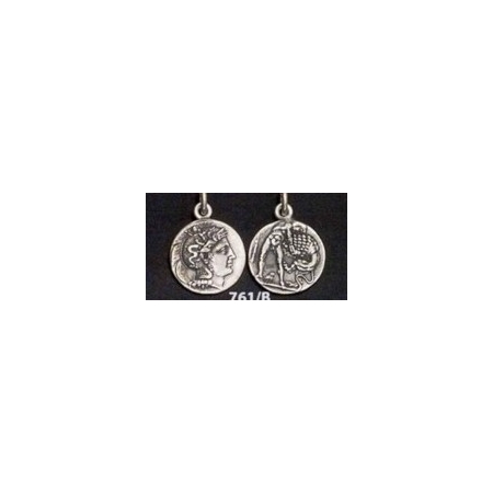 761/B Athena & Herakles/Hercules silver Diobol pendant
