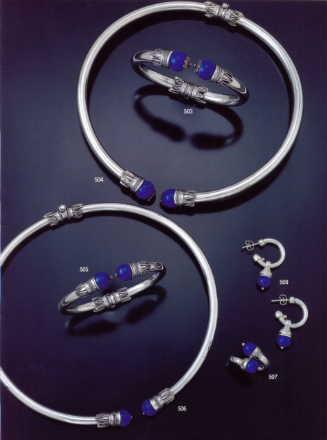 Ancient Grek Jewelry by Greek Jewelry Shop. Sterling silver torc necklace, bracelet, cuff, ring and earrings with lapis lazuli. Lapis jewelry from Greece